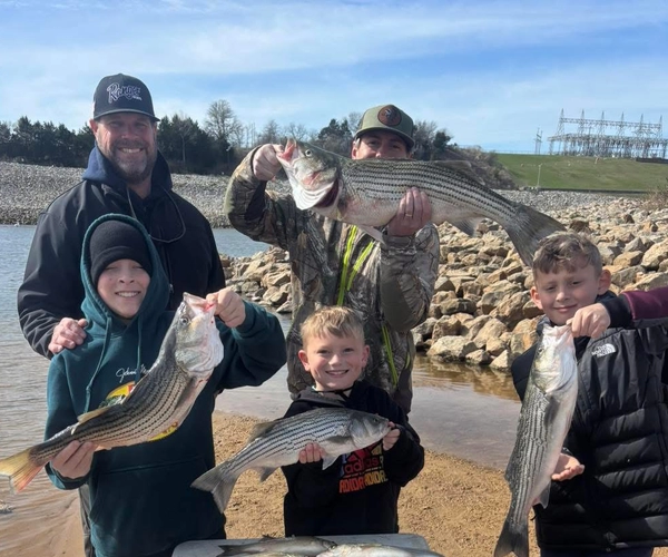 Lake Texoma striped bass catch with fishing guide